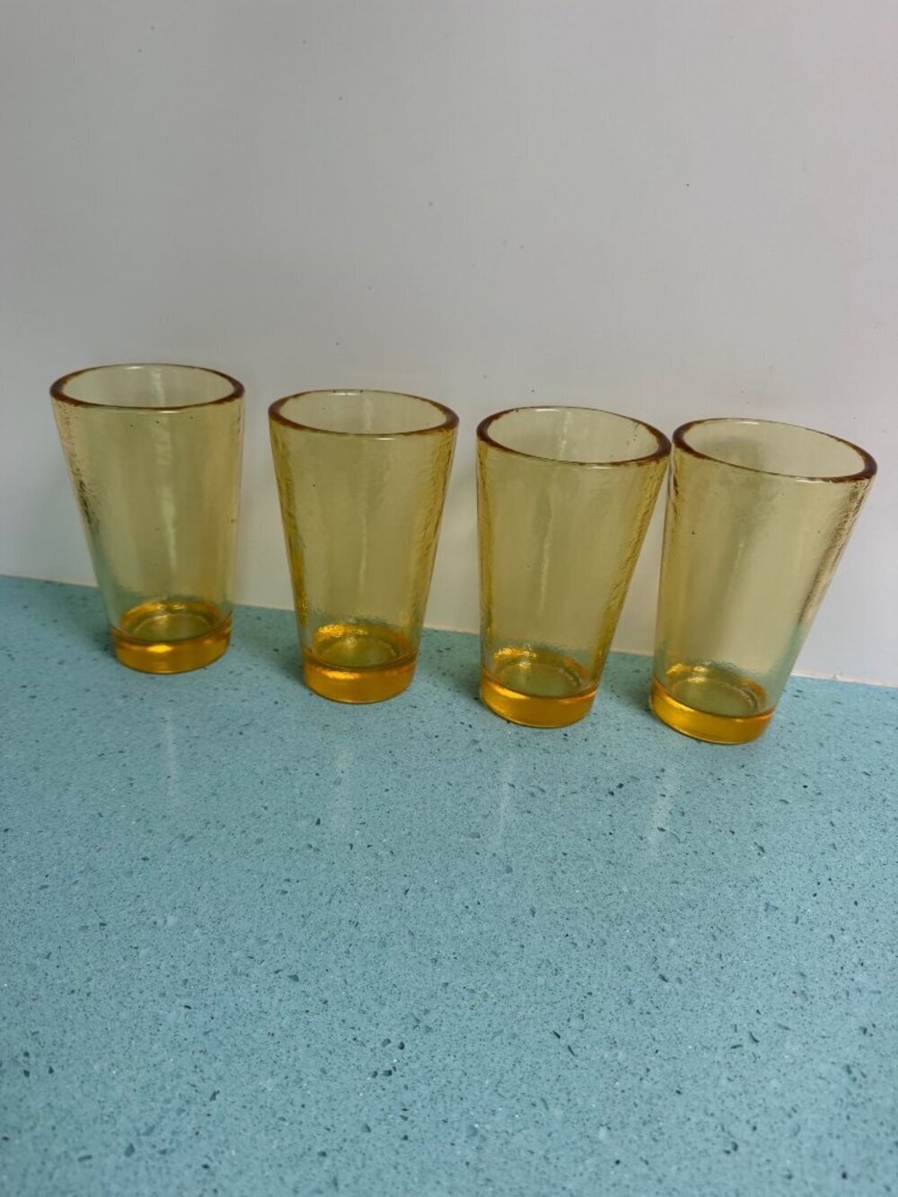Fire And Light Hand Blown Recycled Amber Glass Tumbler Set Of 4 Yellow USA